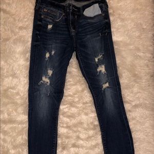 Express dark wash distressed jeans